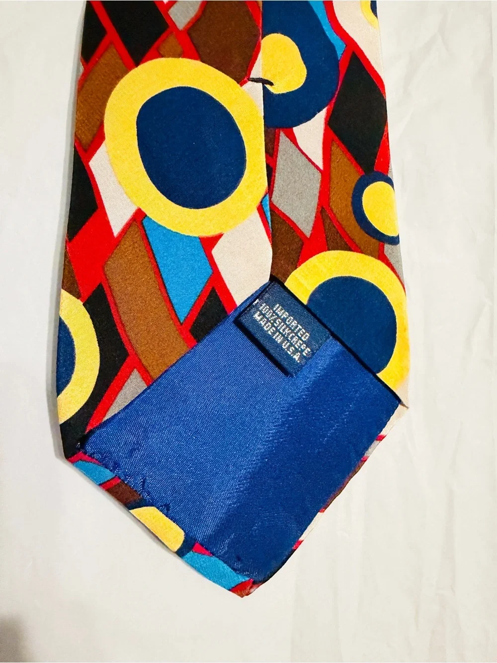 Perry Ellis Portfolio Men’s Necktie Abstract Geometric Multicolor Silk Tie